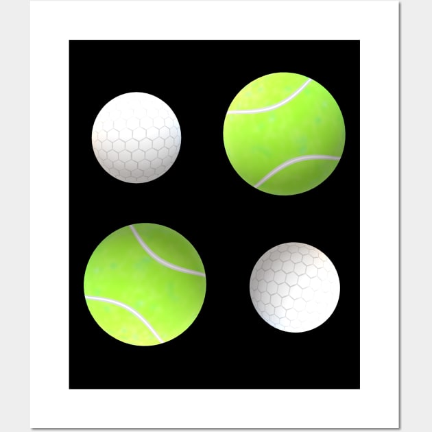 Tennis and Golf Balls for Sports Lovers Wall Art by Art By LM Designs 